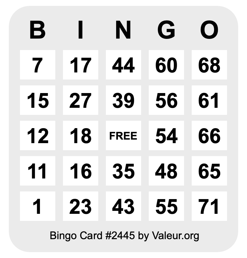 Bingo Card #2445