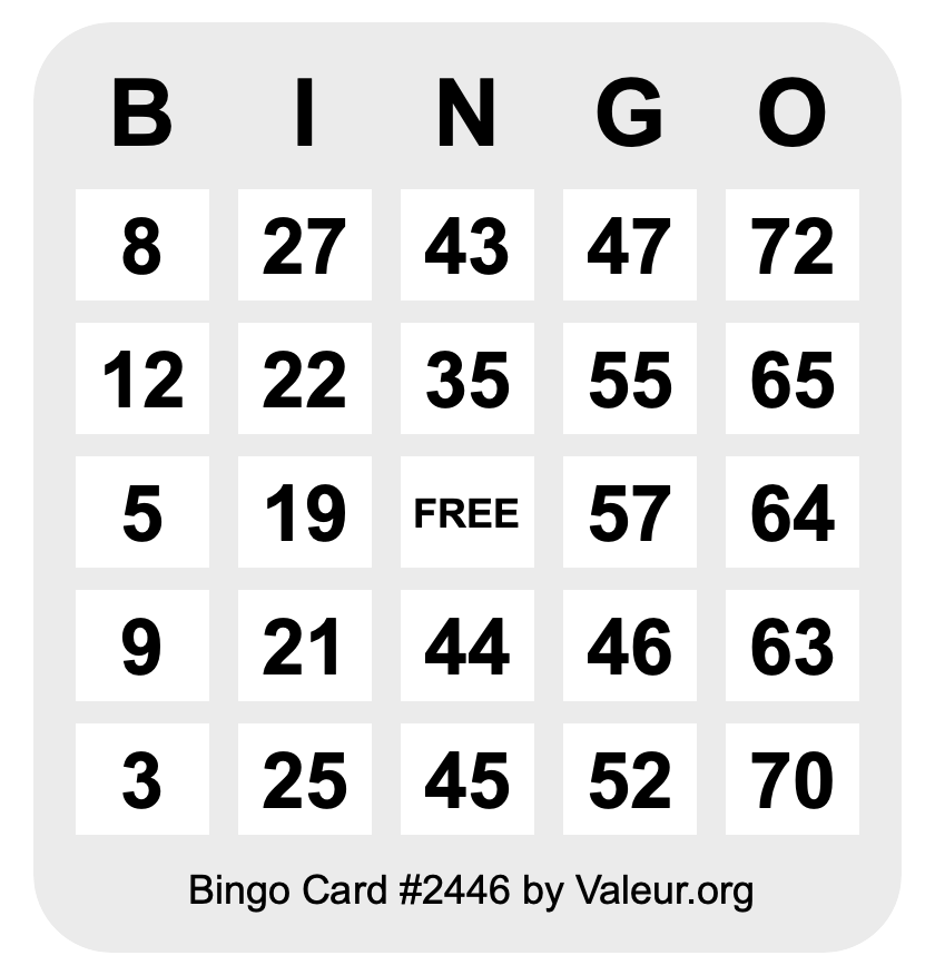 Bingo Card #2446 Bingo Card #2446