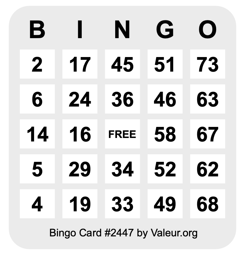 Bingo Card #2447