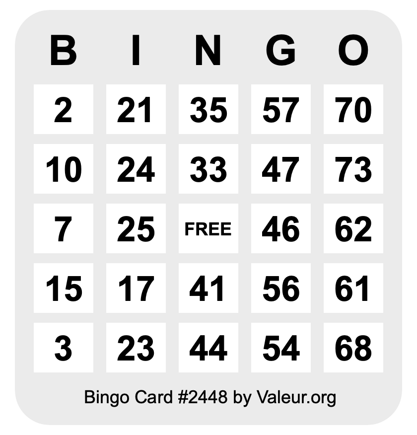 Bingo Card #2448