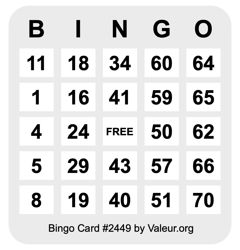 Bingo Card #2449