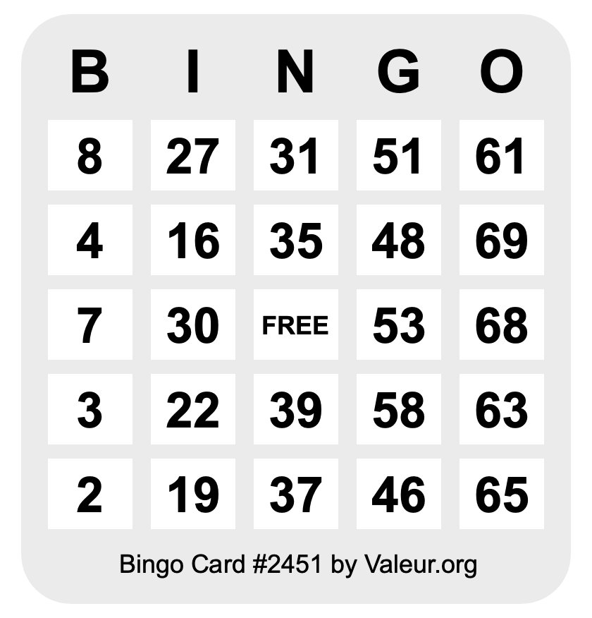 Bingo Card #2451