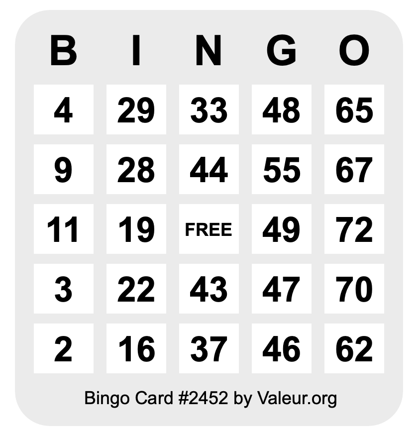 Bingo Card #2452