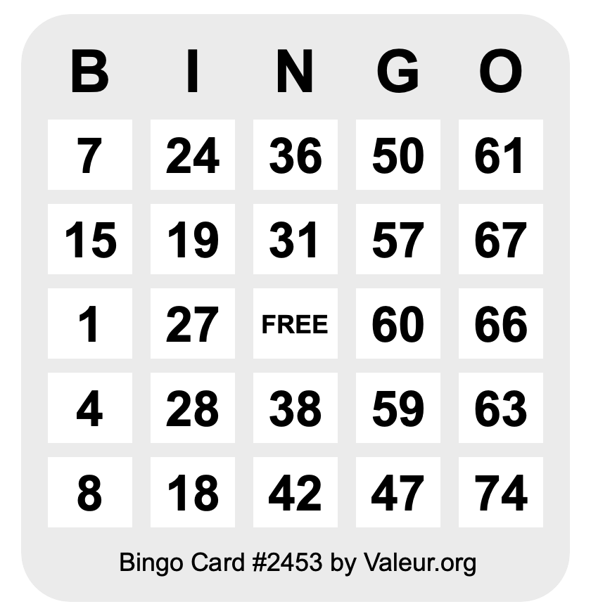 Bingo Card #2453
