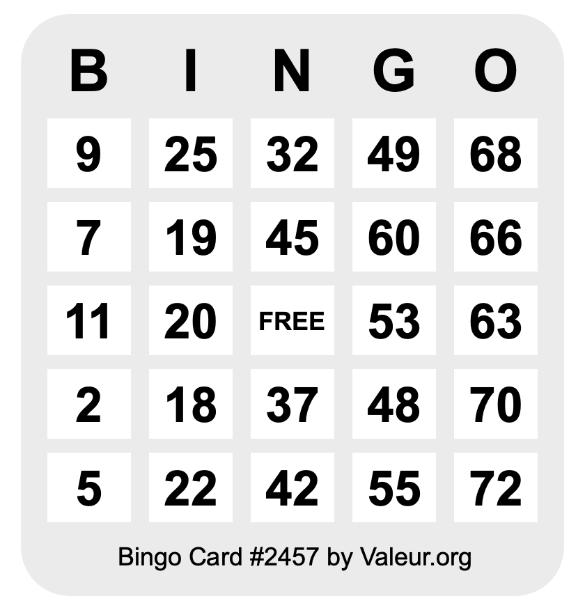 Bingo Card #2457