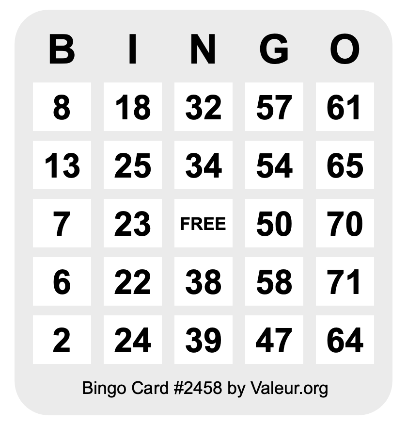 Bingo Card #2458