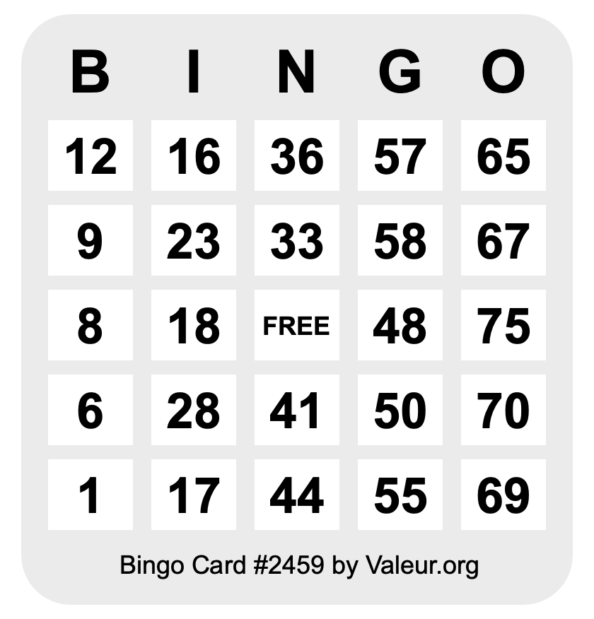 Bingo Card #2459