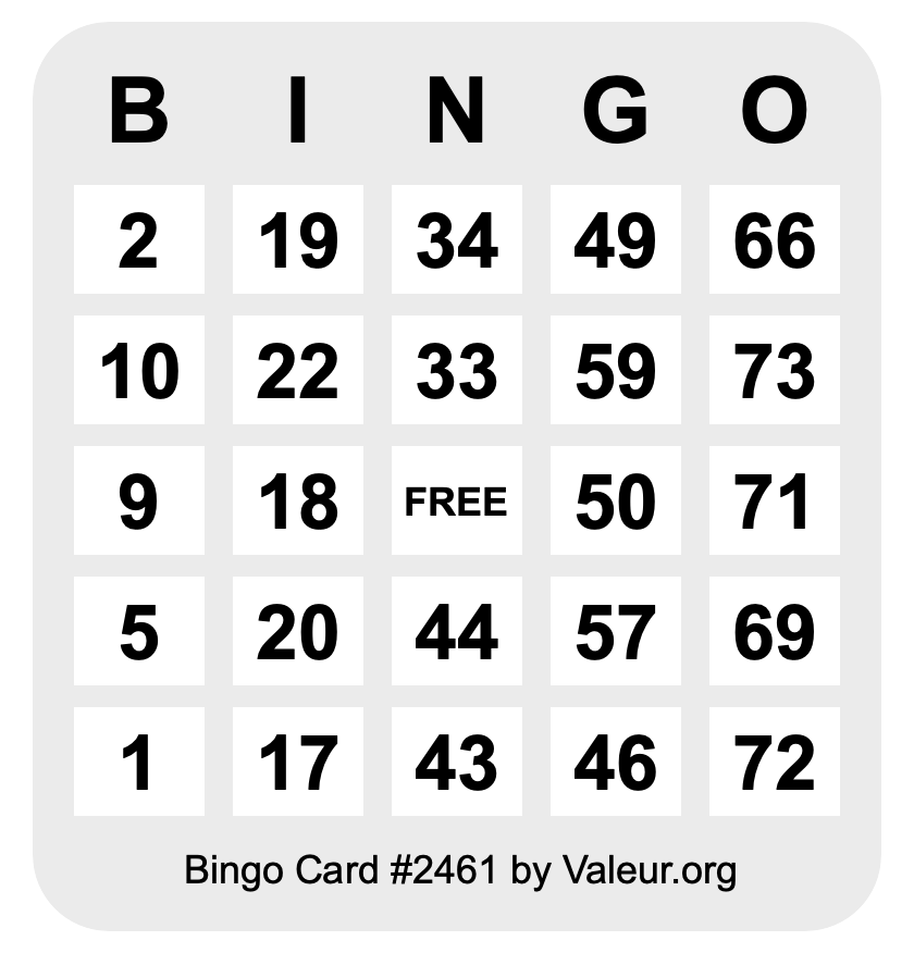 Bingo Card #2461