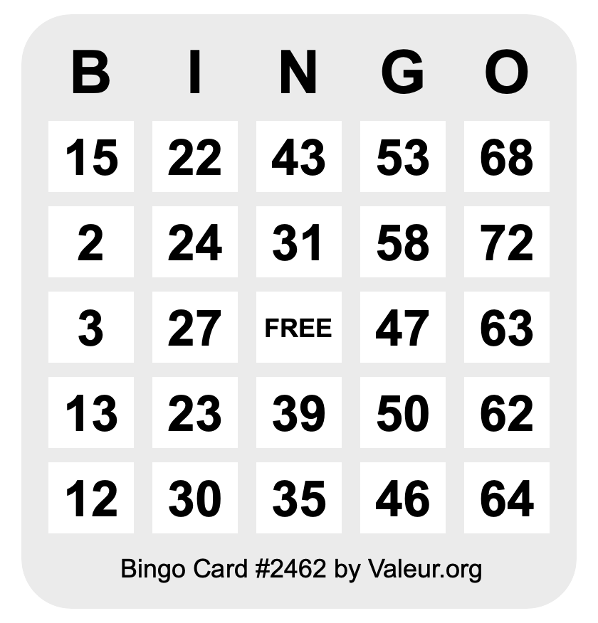 Bingo Card #2462