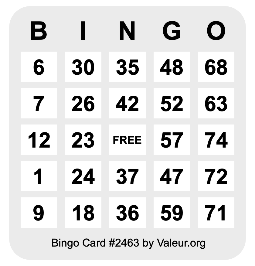 Bingo Card #2463