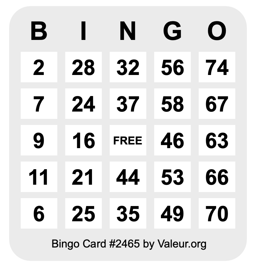Bingo Card #2465