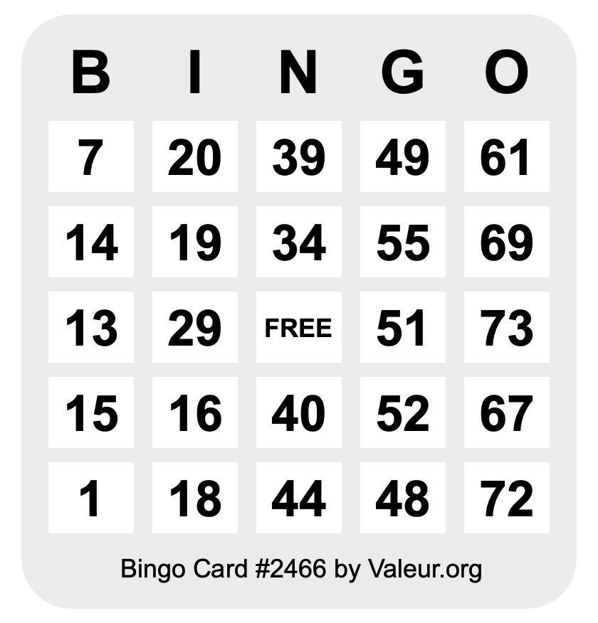 Bingo Card #2466