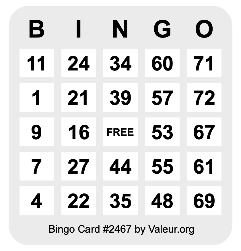Bingo Card #2467