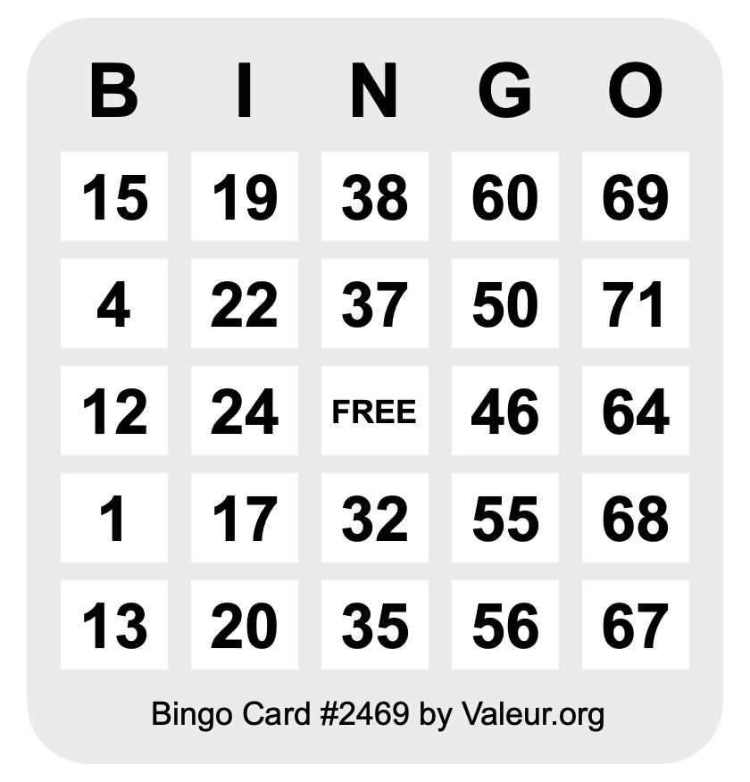 Bingo Card #2469
