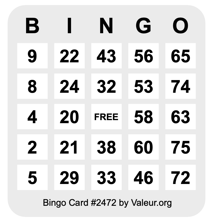 Bingo Card #2472