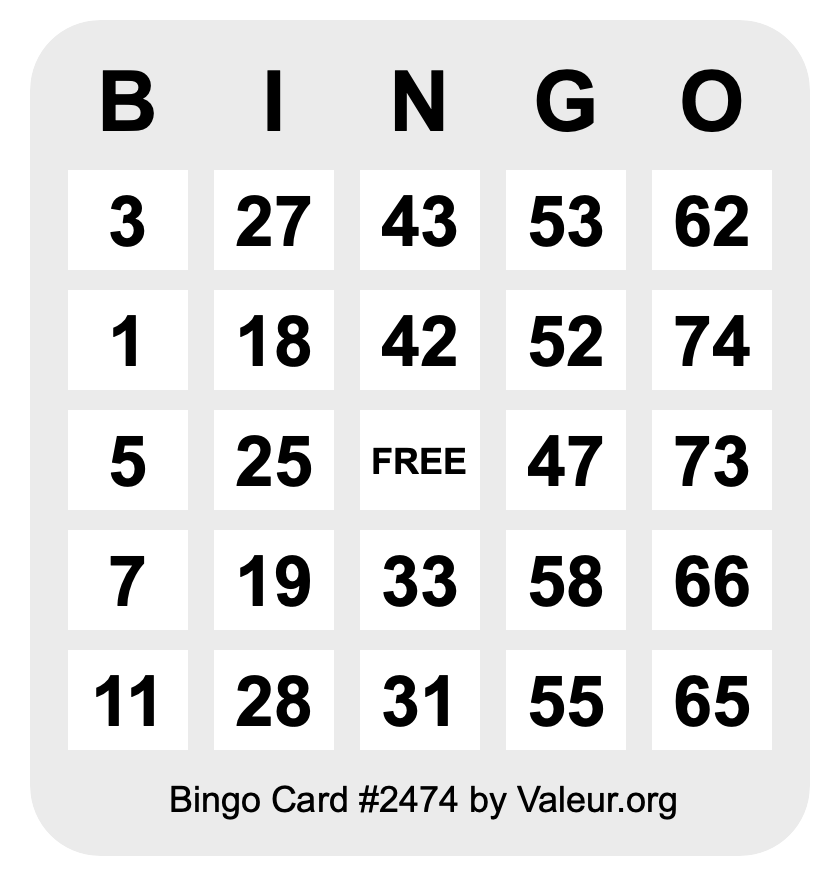 Bingo Card #2474