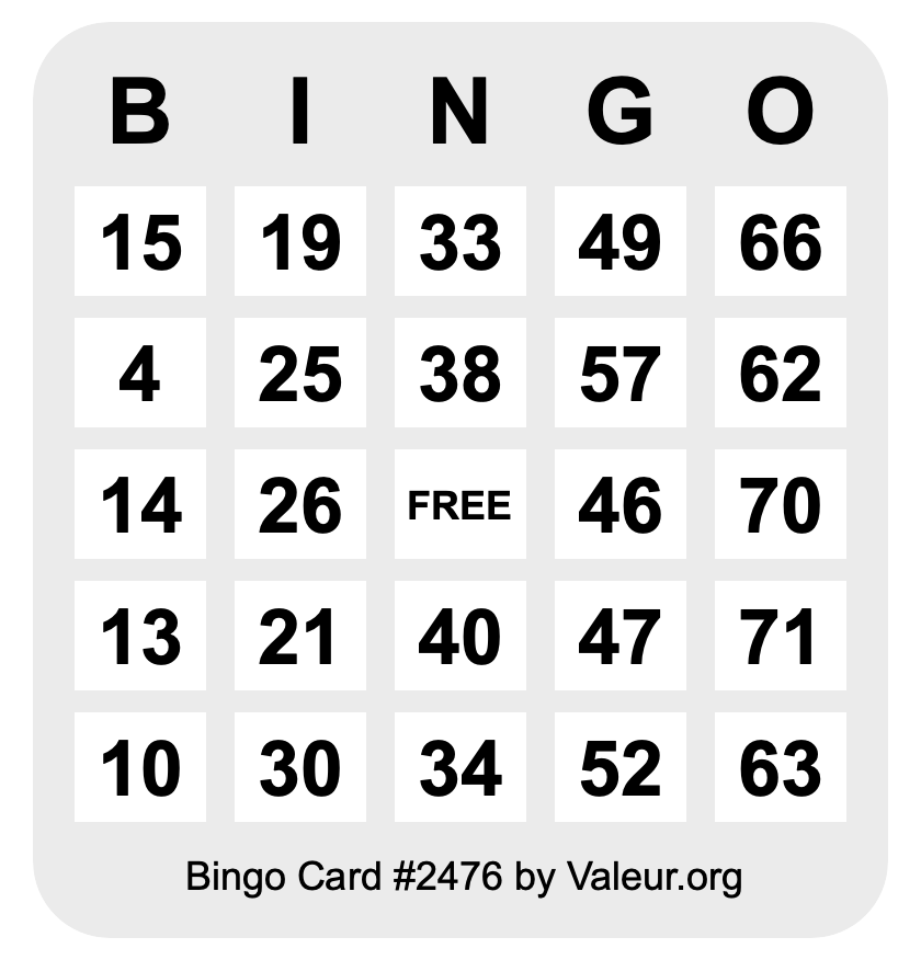 Bingo Card #2476