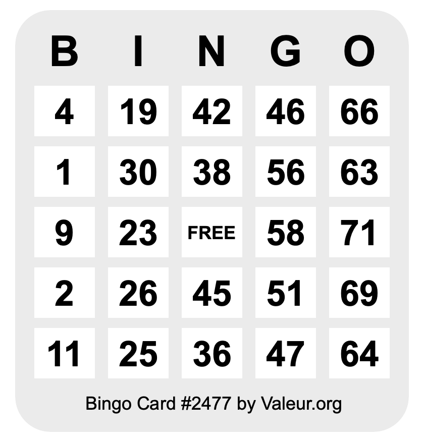 Bingo Card #2477