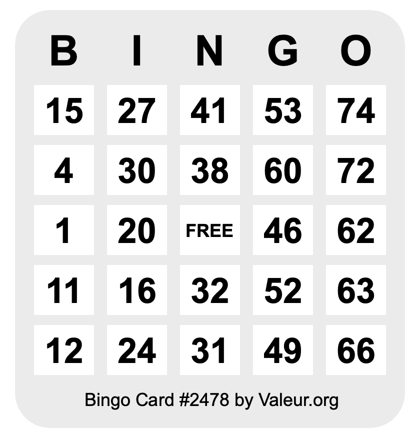 Bingo Card #2478