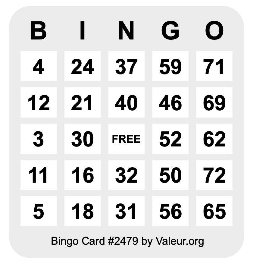 Bingo Card #2479