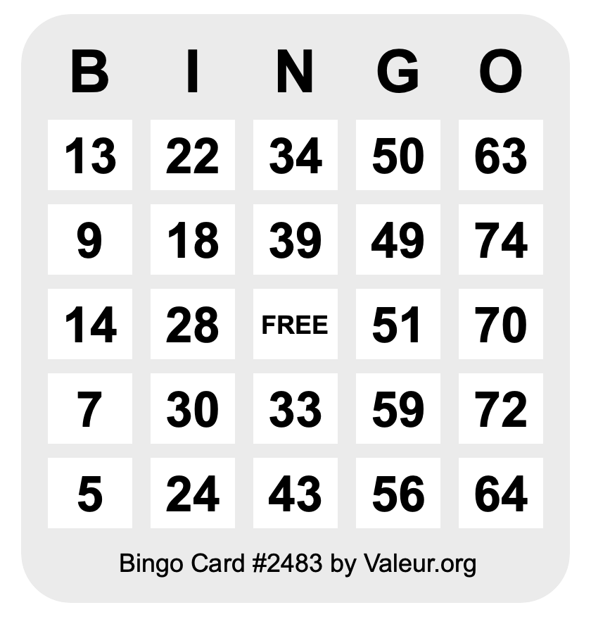 Bingo Card #2483