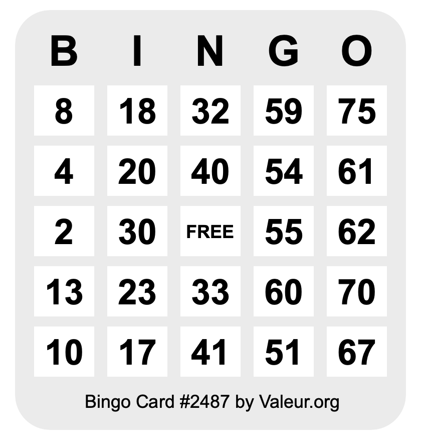 Bingo Card #2487