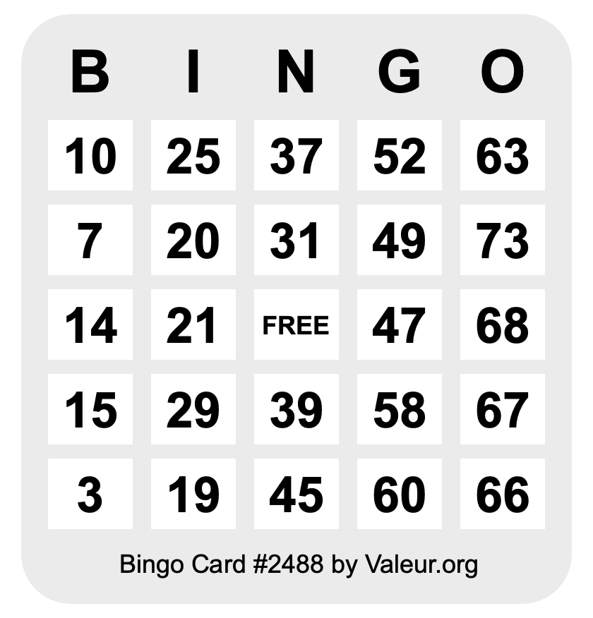 Bingo Card #2488