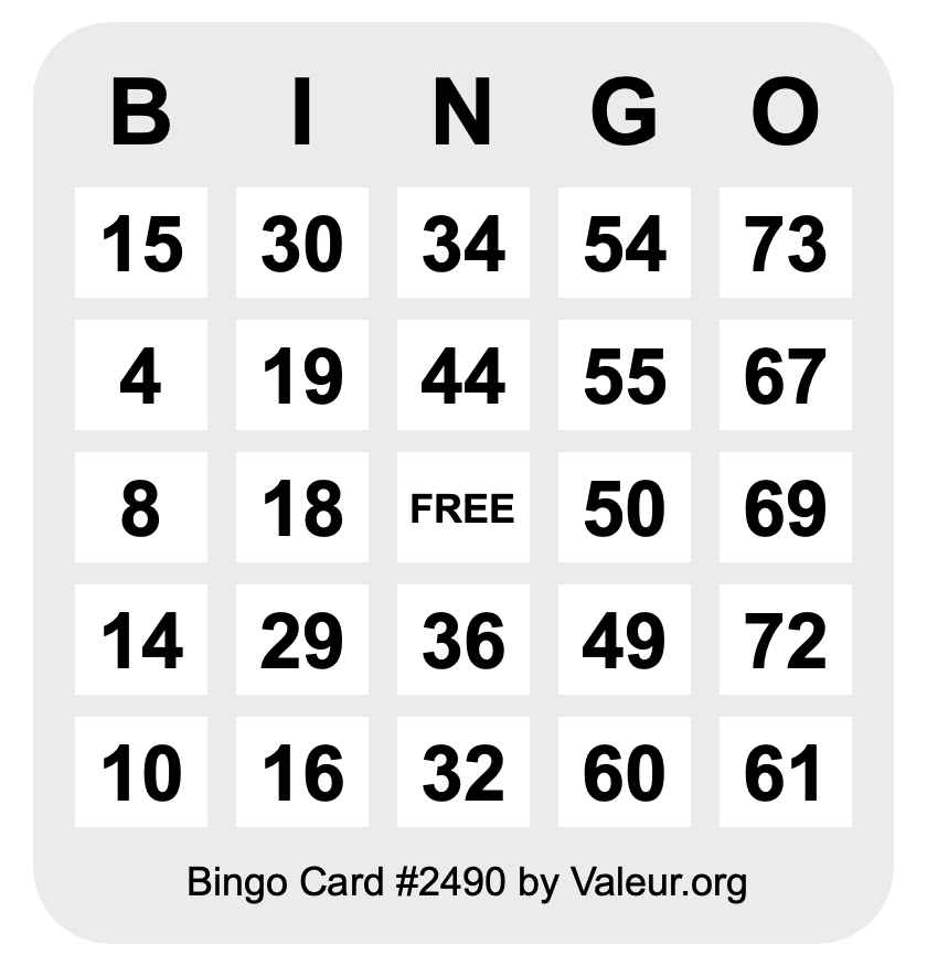 Bingo Card #2490