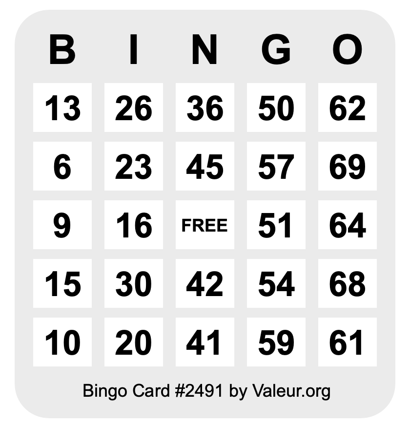 Bingo Card #2491