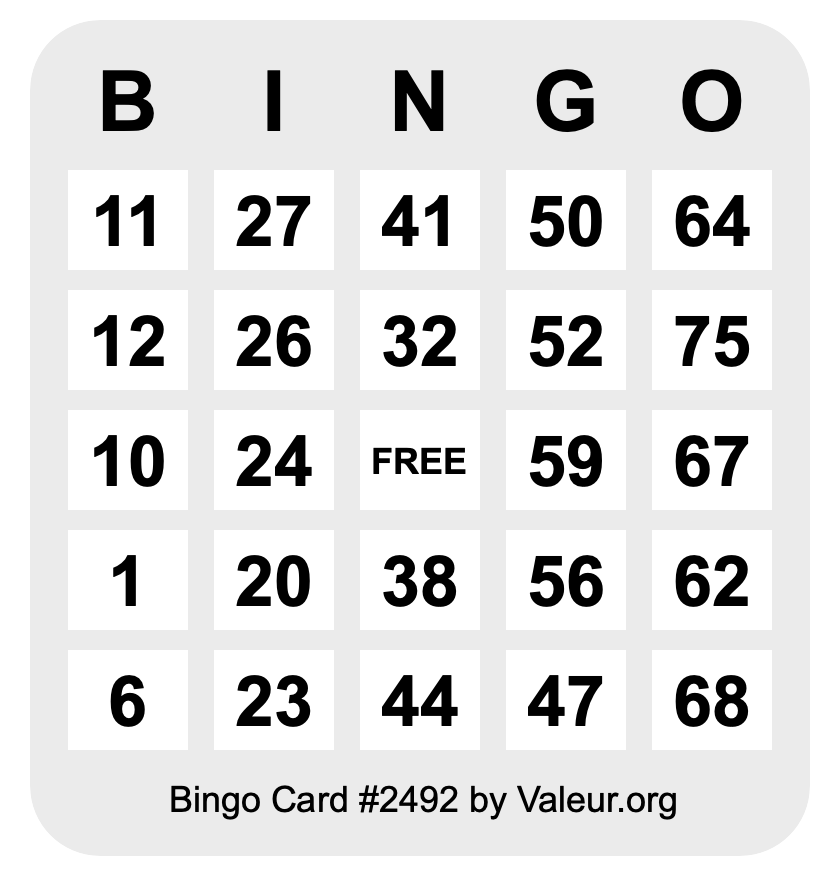 Bingo Card #2492