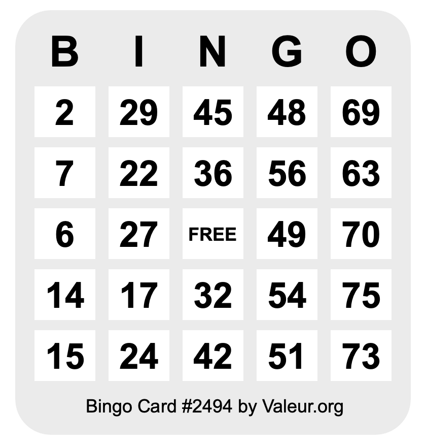 Bingo Card #2494