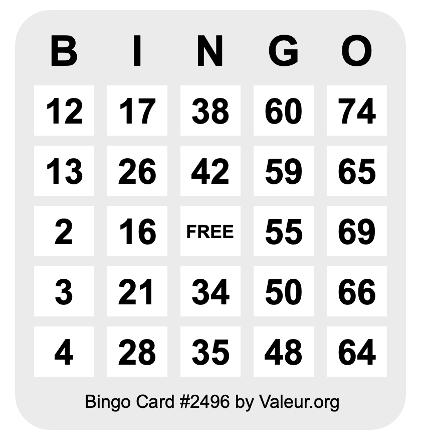 Bingo Card #2496