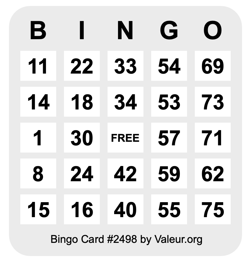 Bingo Card #2498