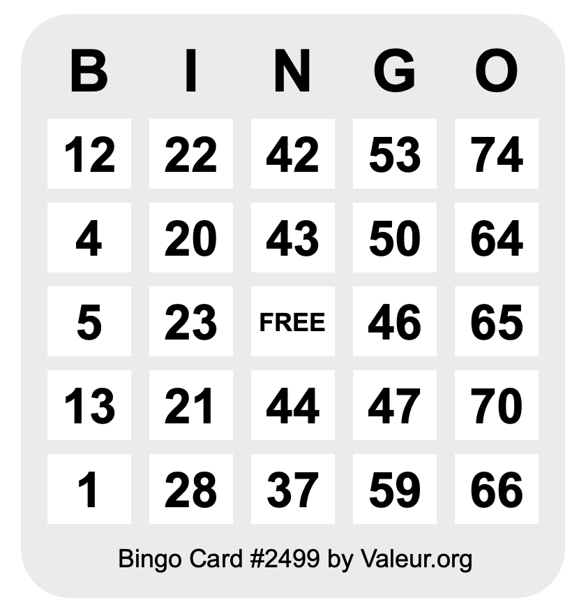 Bingo Card #2499
