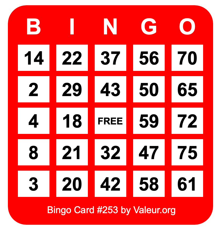 Bingo Card #253
