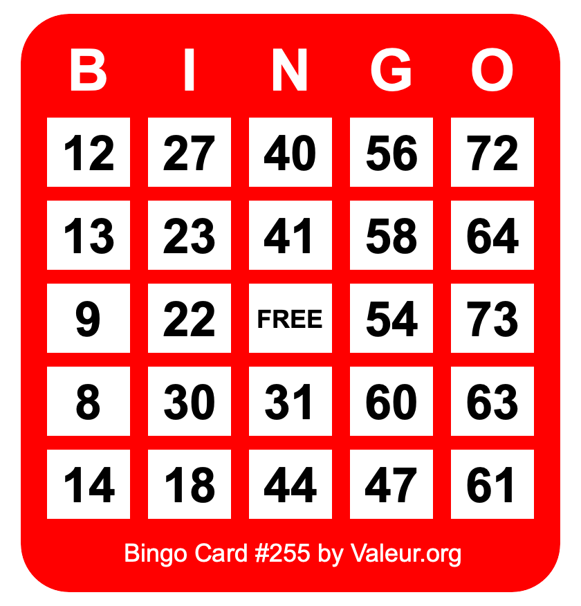 Bingo Card #255