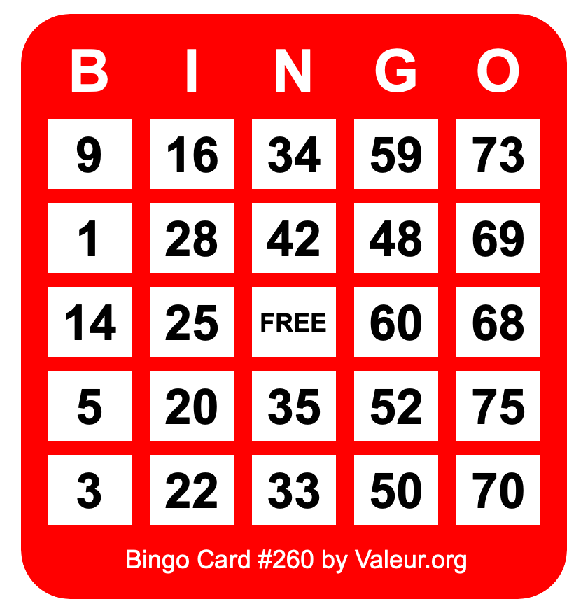 Bingo Card #260
