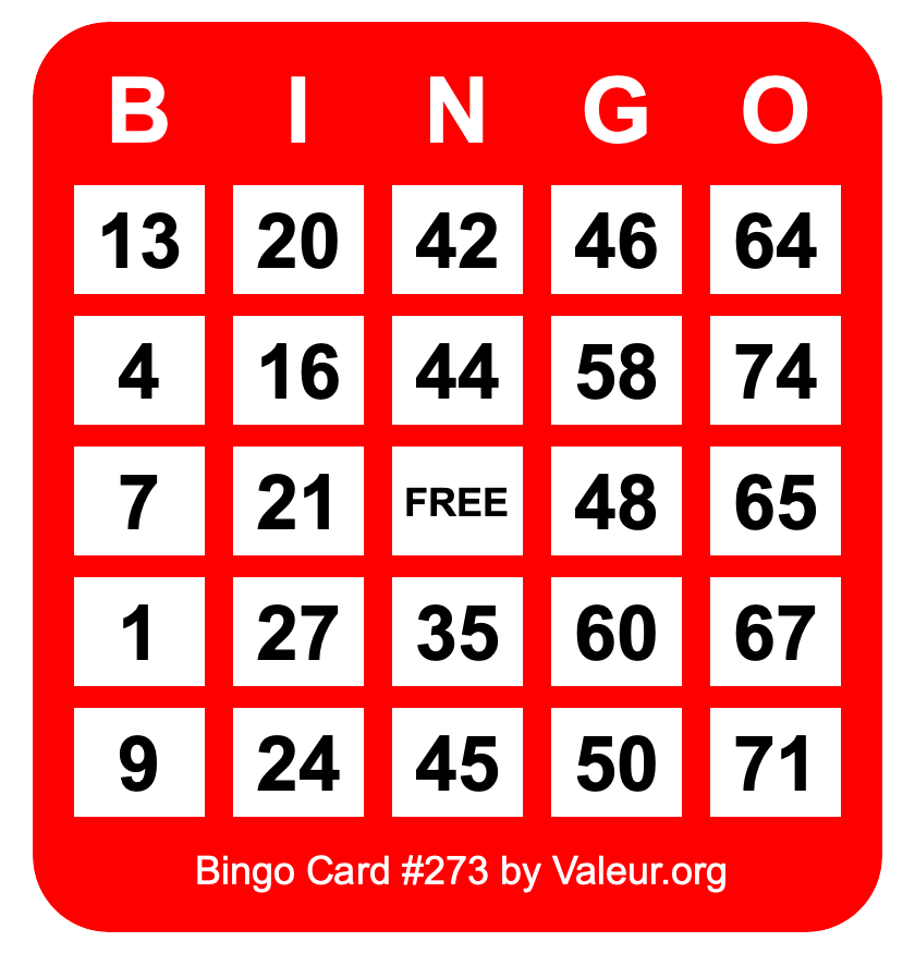 Bingo Card #273