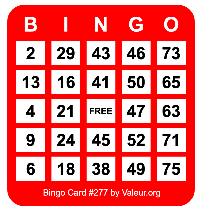 Bingo Card #277