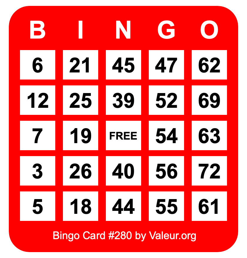 Bingo Card #280