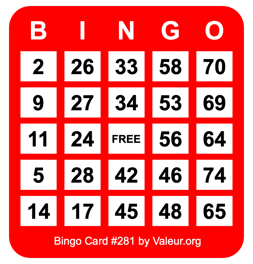 Bingo Card #281