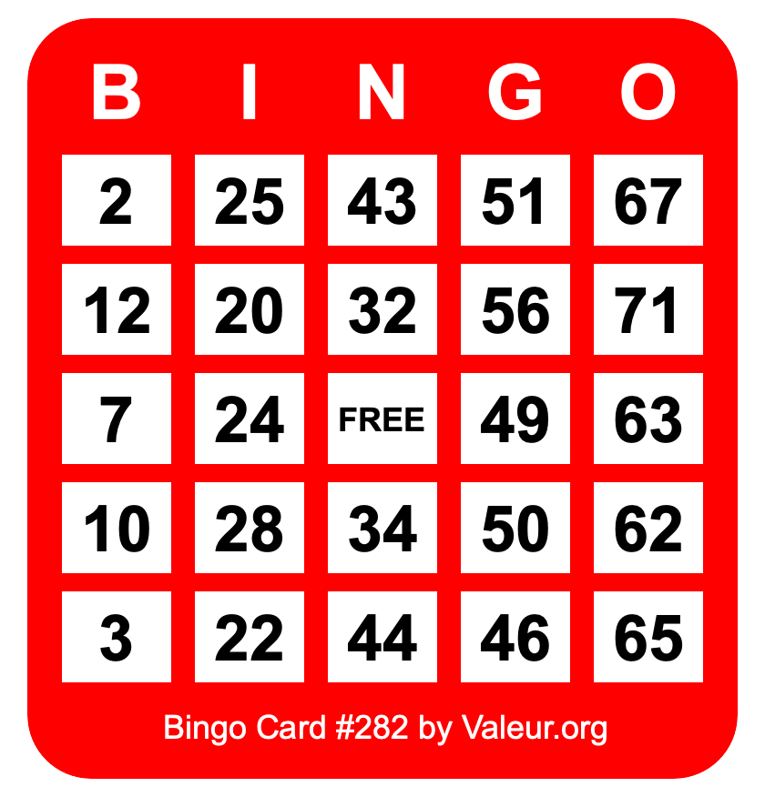 Bingo Card #282