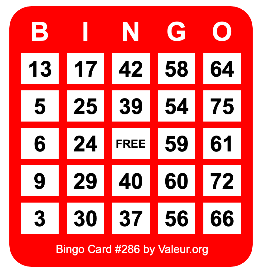 Bingo Card #286