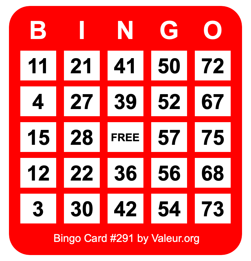 Bingo Card #291