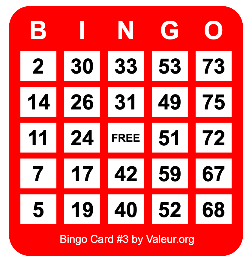 Bingo Card #3