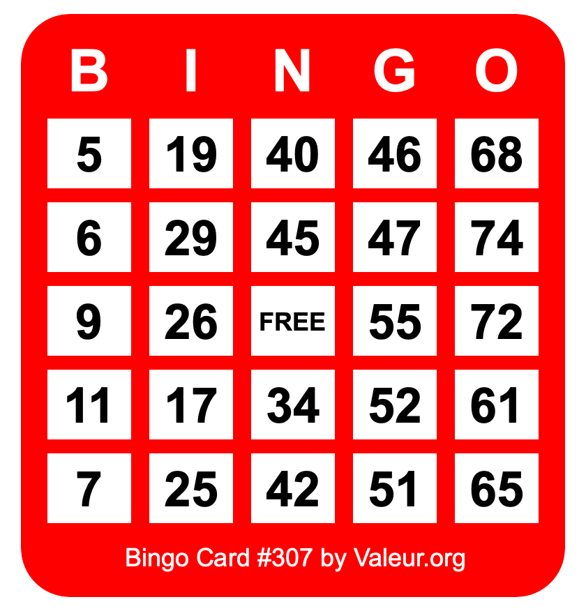Bingo Card #307