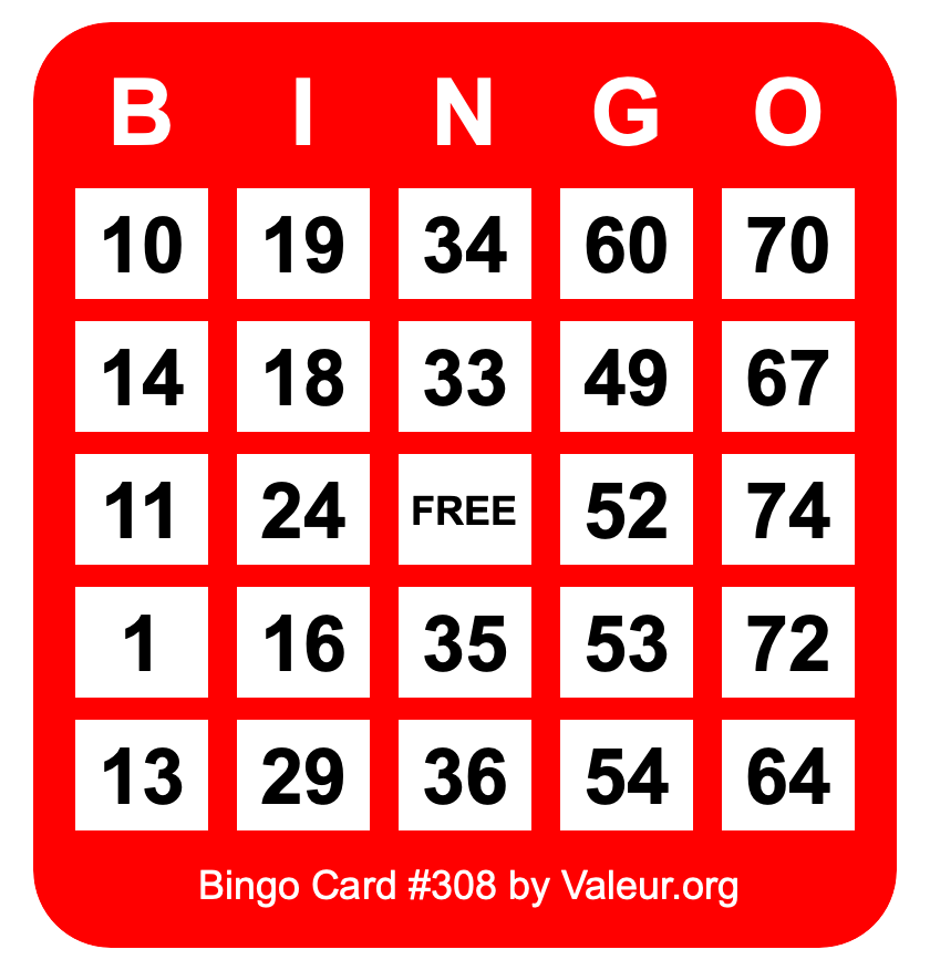 Bingo Card #308