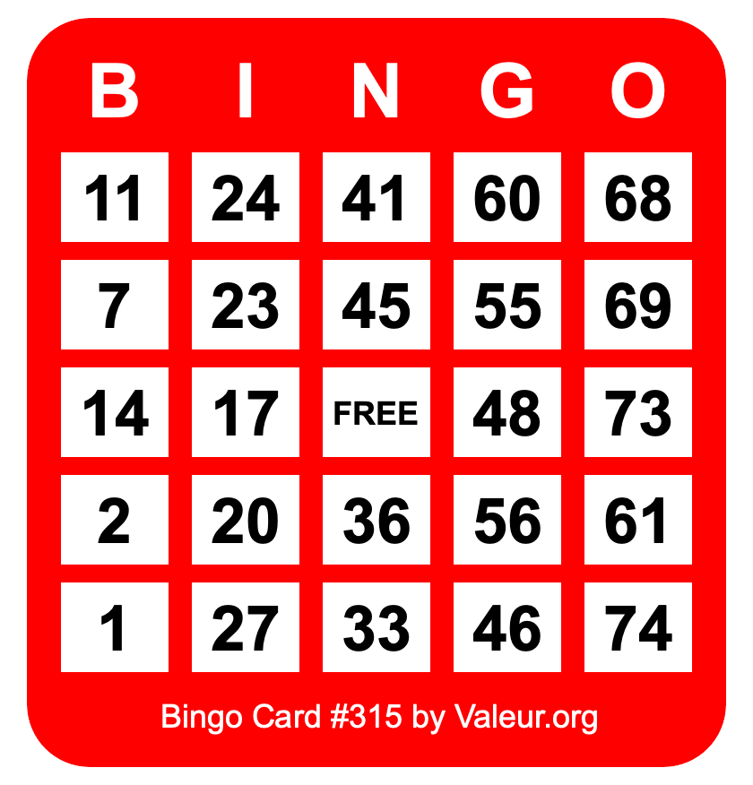 Bingo Card #315