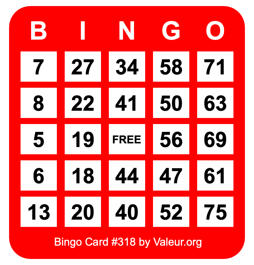Bingo Card #318