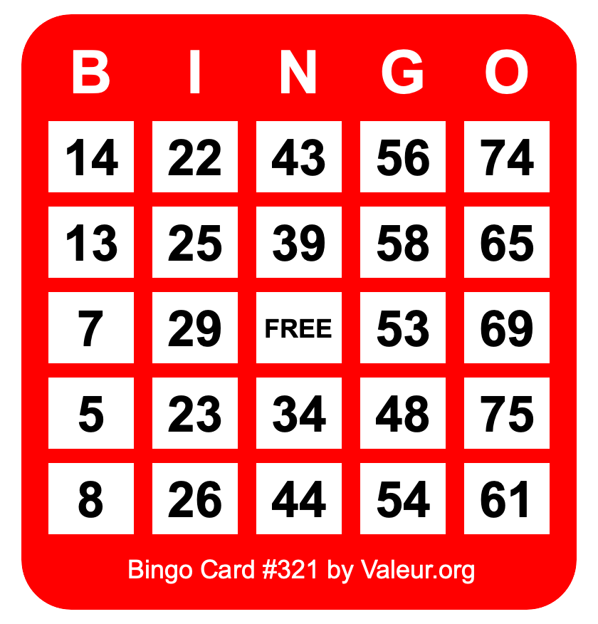 Bingo Card #321